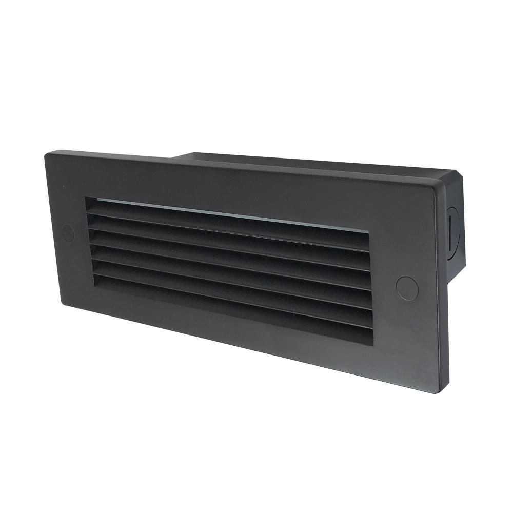 Brick Die-Cast LED Step Light w/ Horizontal Louver Face Plate, Selectable CCT, Bronze Finish