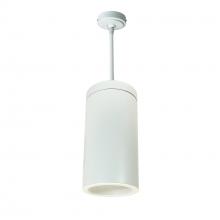 Nora NYLS3-6P1L430NC12WWW - 6" Sapphire III Pendant Mount White Cylinder, Matte Powder White Reflector/Matte Powder White