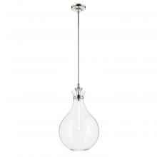 Kichler 52777PNCLR - Laria 14 Inch 1 Light Pendant with Clear Glass in Polished Nickel
