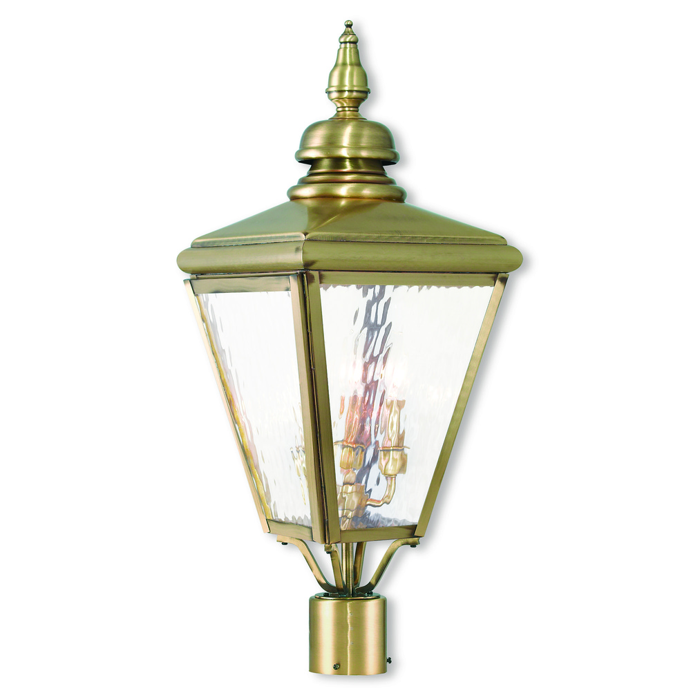 3 Light Antique Brass Post-Top Lantern