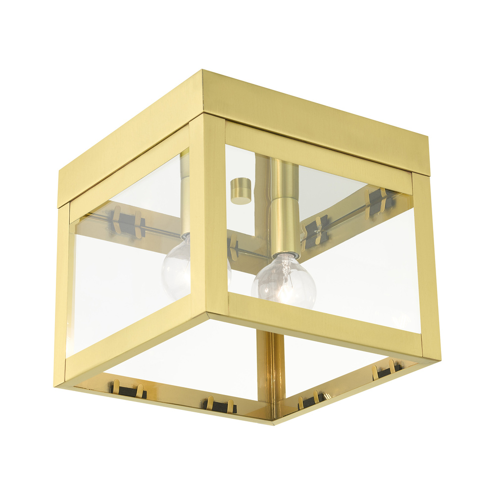 2 Lt Satin Brass Flush Mount