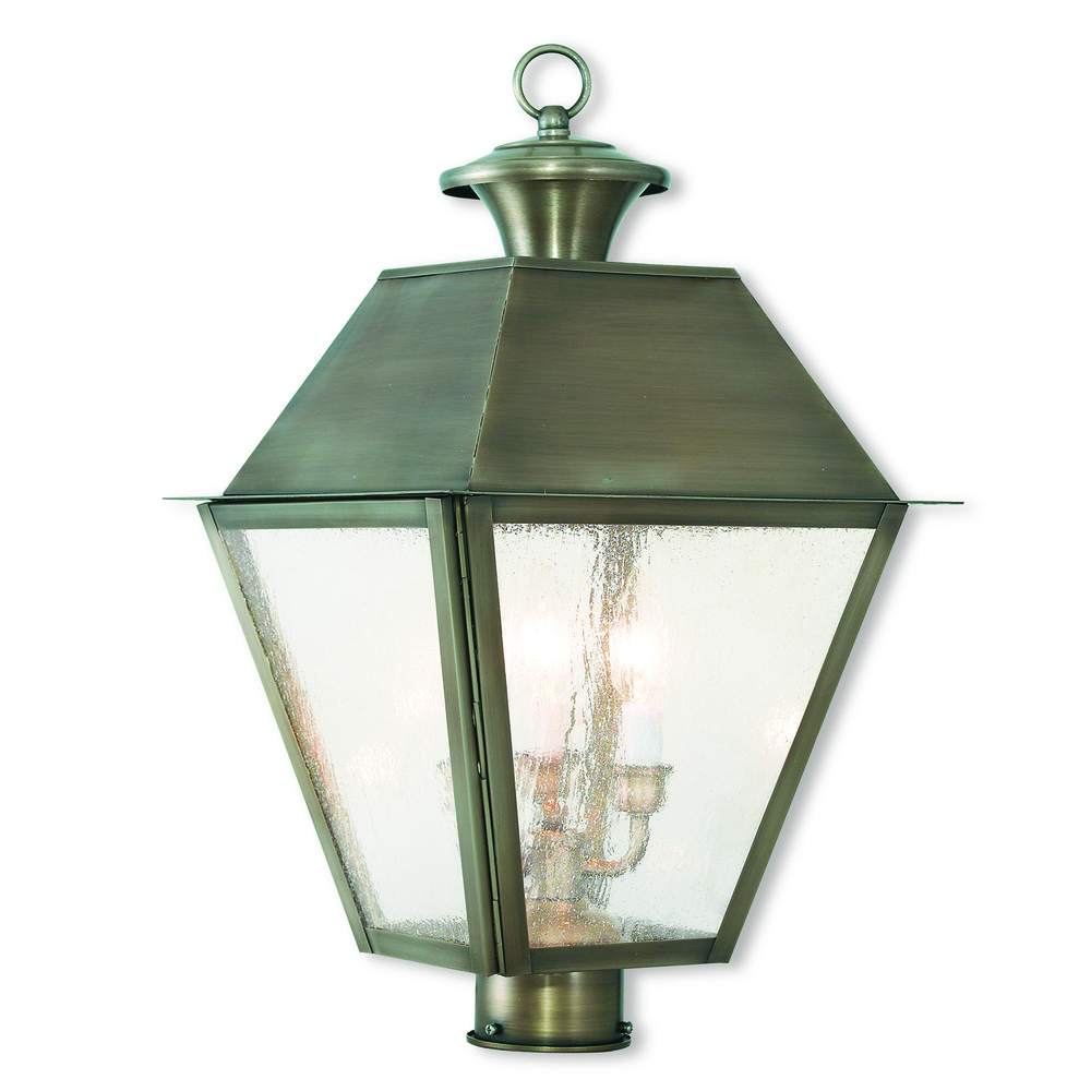 3 Light Vintage Pewter Post-Top Lantern