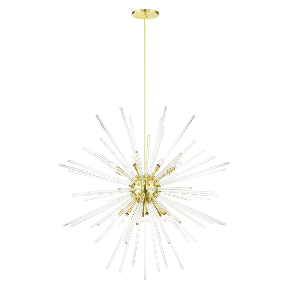 16 Lt Satin Brass Foyer Pendant Chandelier