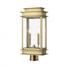 Livex Lighting 2017-01 - 2 Light Antique Brass with Polished Chrome Stainless Steel Reflector Outdoor Large Post Top Lantern