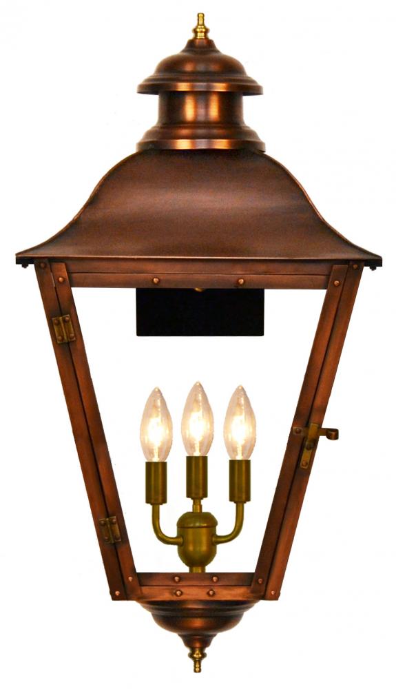 The CopperSmith State Street 29" Tall Copper Electric Wall Mount Outdoor Light Lantern Sconce