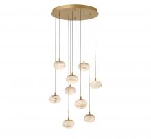 Lib & Co. US 12121-030 - Calcolo, 9 Light Round LED Chandelier, Painted Antique Brass