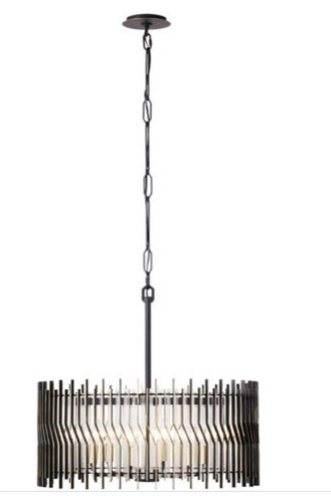 Park Row 6-Lt Pendant - Matte Black/French Gold