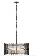 Varaluz 393P06MBFG - Park Row 6-Lt Pendant - Matte Black/French Gold