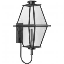 Progress P560349-031 - Bradshaw Collection One-Light Textured Black Clear Glass Transitional Large Outdoor Wall Lantern