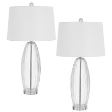 CAL Lighting BO-3140TB-2 - Illuminate Your Space with This Bullet Shaped Table Lamp. It Features A Clear Fluted Glass Body Set