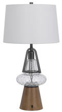 CAL Lighting BO-3188TB - 100W LED Marietta Metal/Glass Table Lamp with 2W LED Night Light