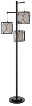 CAL Lighting BO-3193FL - 60W X 3 Lantern Metal Floor Lamp with Metal Framed Fabric Shades
