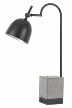 CAL Lighting BO-2770DK - 60W Beaumont Metal Desk Lamp With Cement Base, 1 Electrical Outlet And 2 USB Outlets