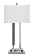 CAL Lighting LA-2004DK-3R-BS - 60W X 2 Metal Desk Lamp With 2 USB And 2 Power Outlets, On Off Rocker Base Switch