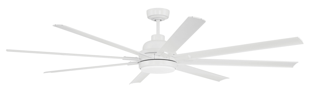 Rush 72" 8-Blade Indoor/Outdoor (Wet) Ceiling Fan in White w/ White Blades