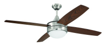 Craftmade PHZ52BNK4 - Phaze II 52" 4-Blade Ceiling Fan in Brushed Polished Nickel w/ Walnut/Dark Oak Blades