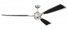 Craftmade VIA72PLN3 - Viva 72" 3-Blade Ceiling Fan in Polished Nickel w/ Flat Black Fabric Texture ABS Blades