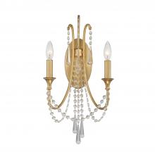 Crystorama ARC-1902-GA-CL-MWP - Arcadia 2 Light Antique Gold Sconce
