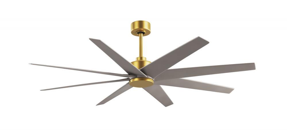 Ariella - Eight Blade Ceiling Fan - Brushed Brass Finish - Brushed Nickel Blades