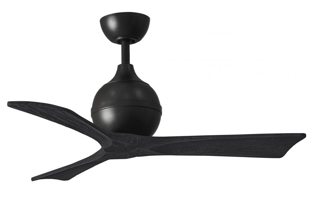 Irene-3 three-blade paddle fan in Matte Black finish with 42" solid matte black wood blades.