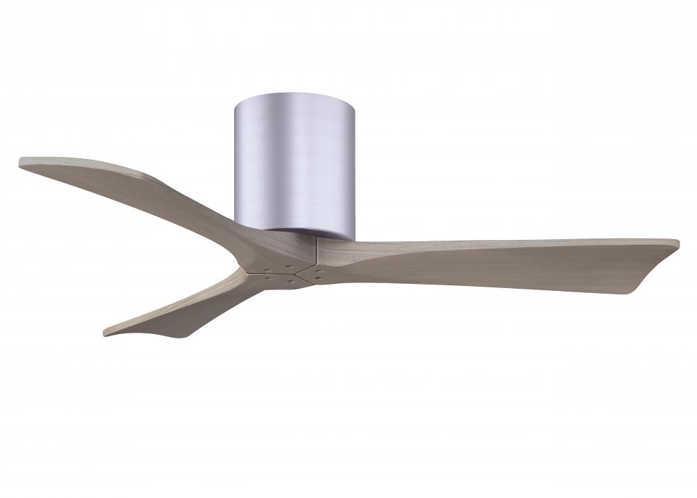 Irene-3H three-blade flush mount paddle fan in Brushed Nickel finish with 42” Gray Ash tone blad