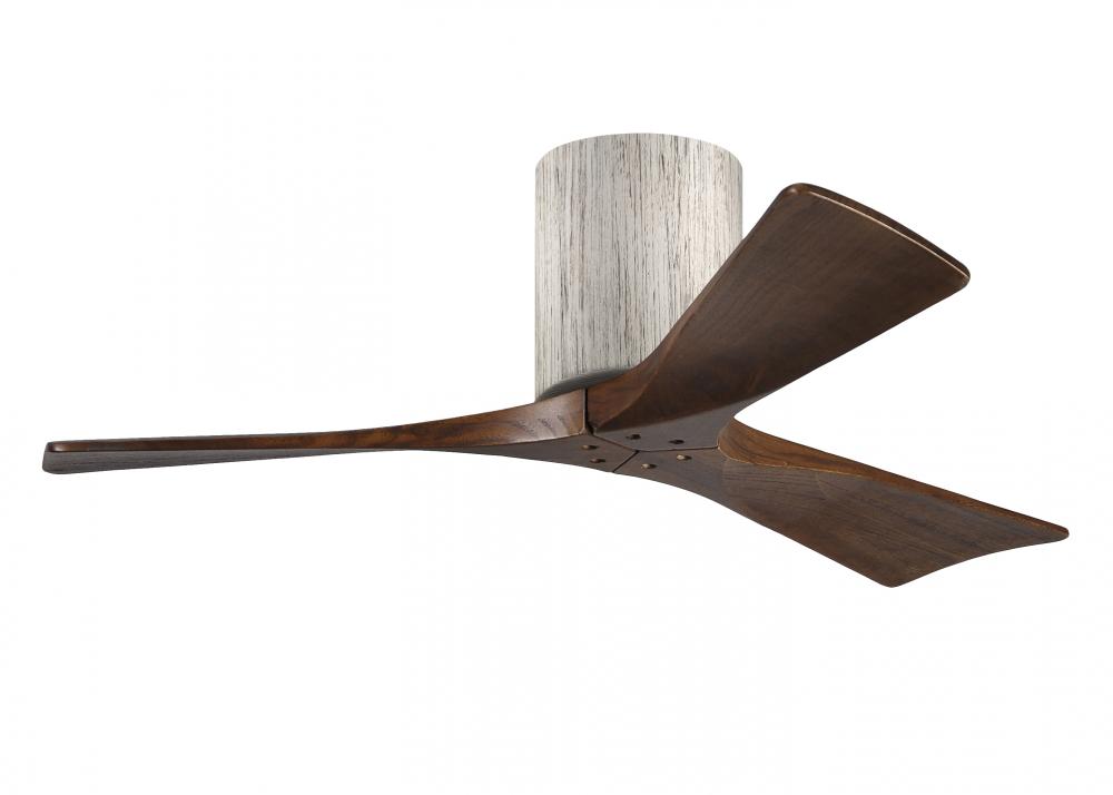 Irene-3H three-blade flush mount paddle fan in Barn Wood finish with 42” solid walnut tone blade