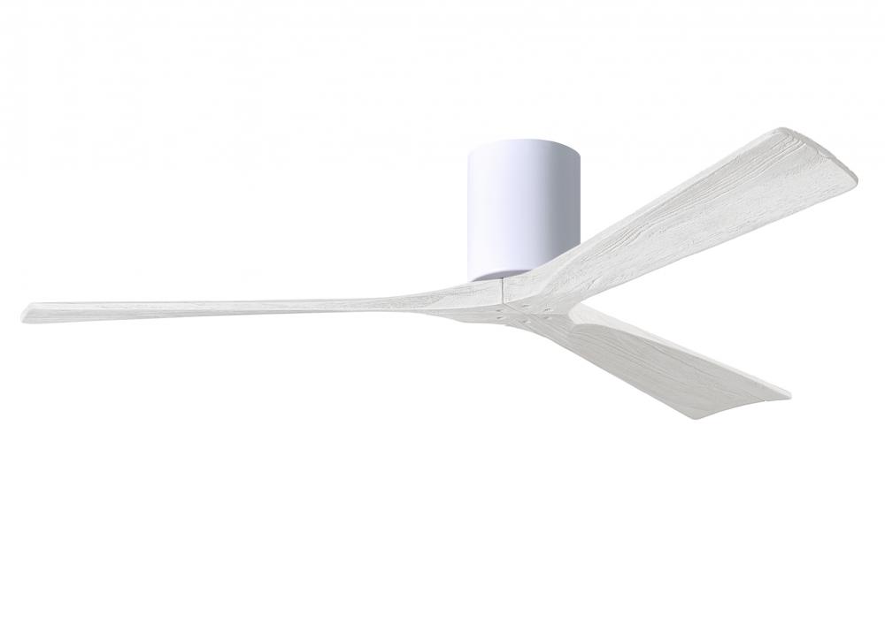Irene-3H - Three Blade Flush Mount Paddle Fan - 60" - Gloss White Finish - Matte White Blades