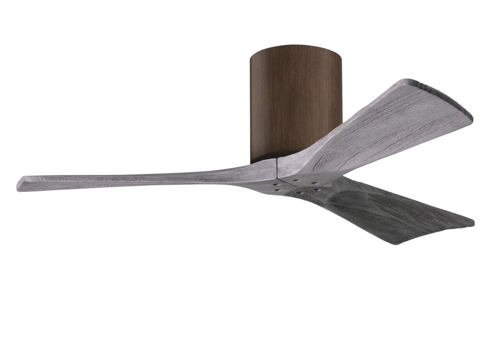 Irene-3H three-blade flush mount paddle fan in Walnut finish with 42” solid barn wood tone blade