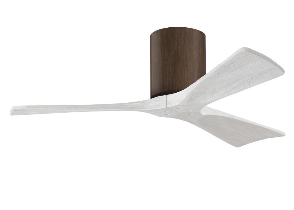 Irene-3H - Three Blade Flush Mount Paddle Fan - 42" - Walnut Finish - Matte White Blades