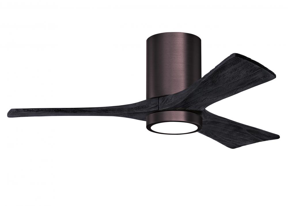 Irene-3HLK three-blade flush mount paddle fan in Brushed Bronze finish with 42” solid matte blac