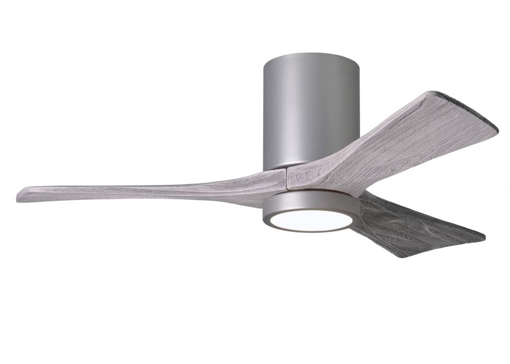 Irene-3HLK three-blade flush mount paddle fan in Brushed Nickel finish with 42” solid barn wood