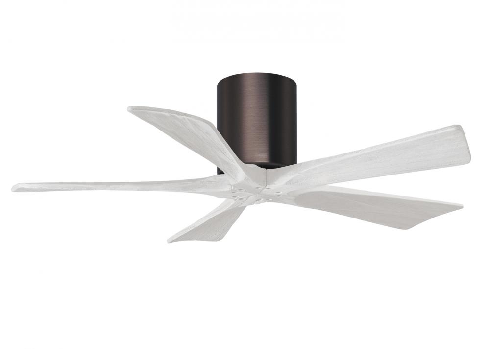 Irene-5H - 42" Five Blade Flush Mount Paddle Fan - Brushed Bronze Finish - Matte White Blades