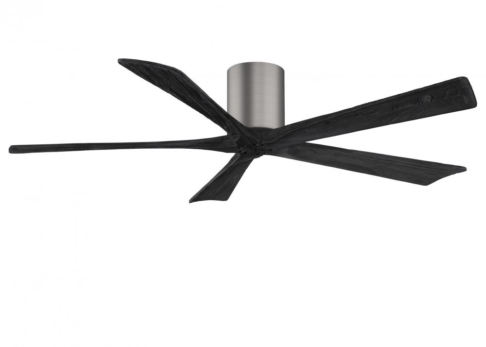 Irene-5H - 60" Five Blade Flush Mount Paddle Fan - Brushed Pewter Finish - Matte Black Blades