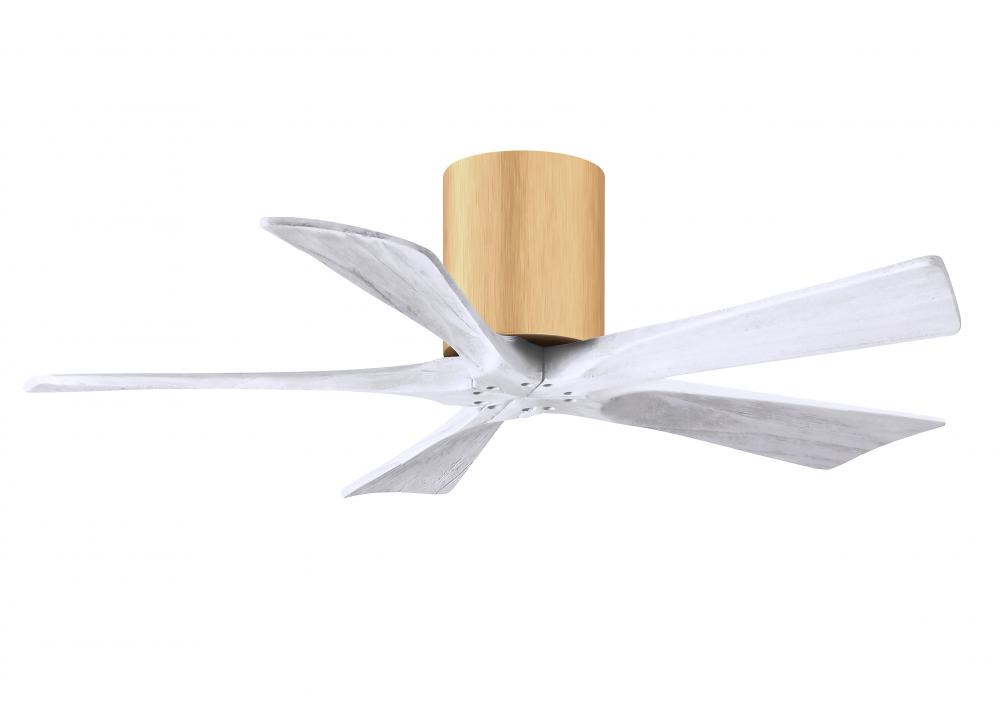 Irene-5H - 42" Five Blade Flush Mount Paddle Fan - Light Maple Tone Finish - Matte White Blades