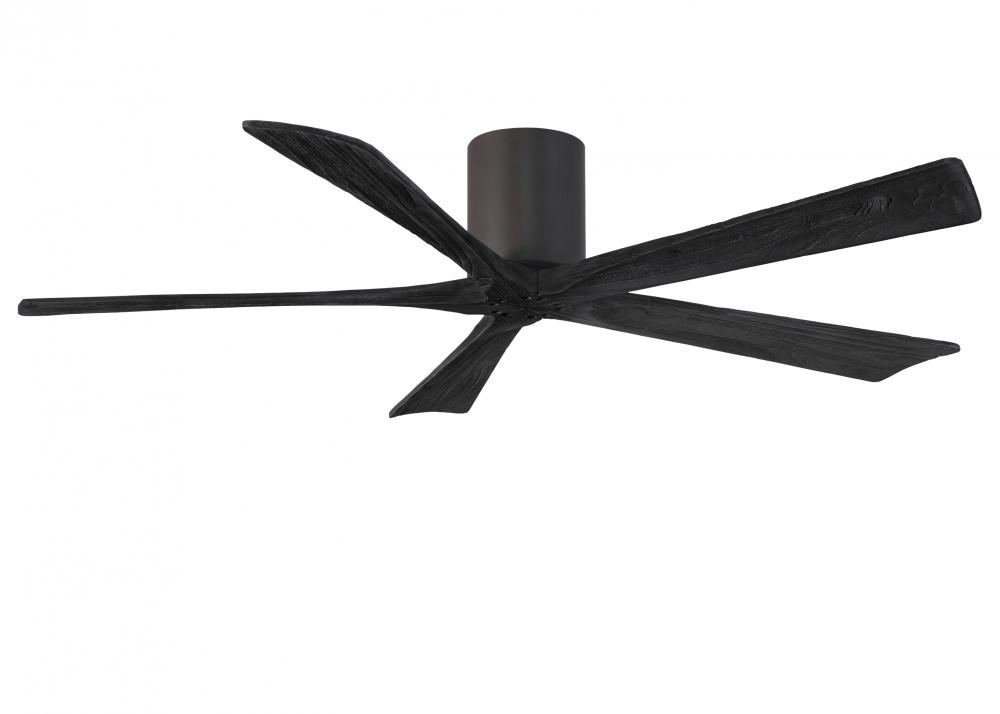 Irene-5H - 60" Five Blade Flush Mount Paddle Fan - Textured Bronze Finish - Matte Black Blades