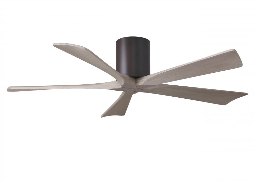 Irene-5H - 52" Five Blade Flush Mount Paddle Fan - Textured Bronze Finish - Gray Ash Tone Blades