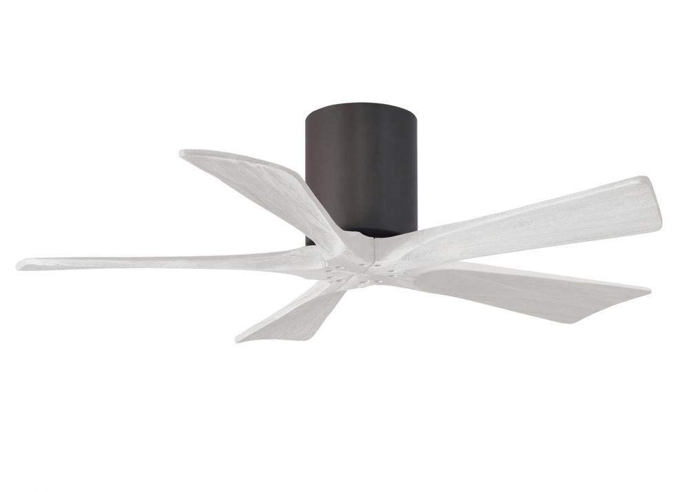 Irene-5H five-blade flush mount paddle fan in Textured Bronze finish with 42” solid matte white