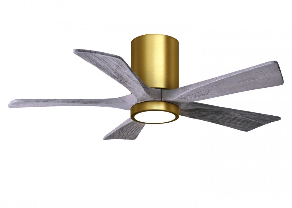 IR5HLK five-blade flush mount paddle fan in Brushed Brass finish with 42” solid walnut tone blad