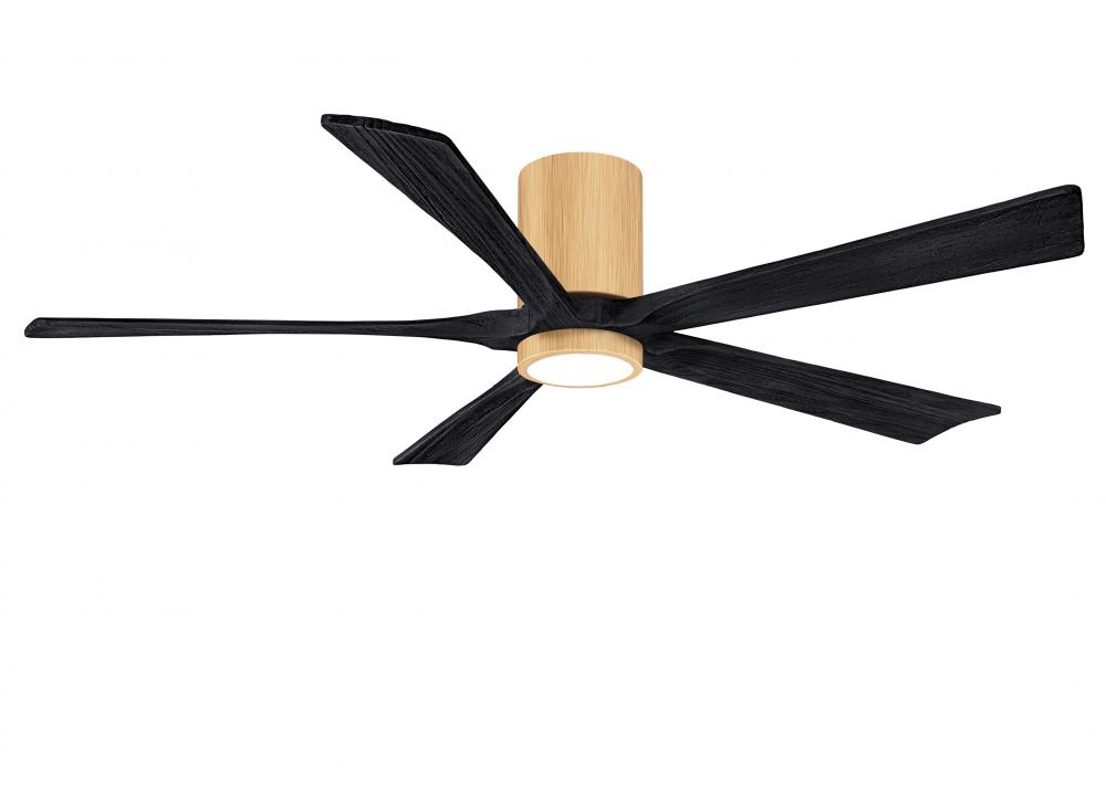Irene-5HLK-60" Five Blade Flush Mount Paddle Fan-5CCT Integrated LED -Light Maple Tone Finish