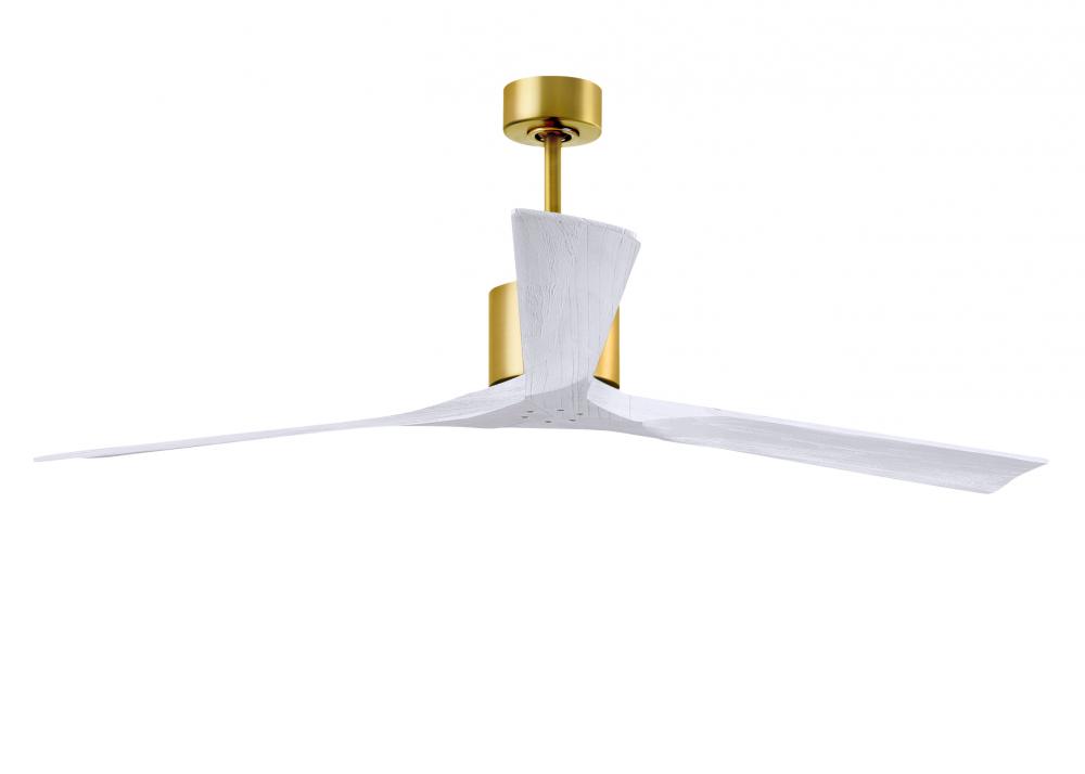Nan XL 6-speed ceiling fan in Brushed Brass finish with 72” solid matte white wood blades