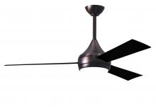 Matthews Fan Company DA-BB-BK - Donaire - Three Blade Paddle Fan - Integrated LED - Brushed Bronze Finish - Matte Black Blades