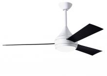 Matthews Fan Company DA-WH-BK - Donaire - Three Blade Paddle Fan - Integrated LED - Gloss White Finish - Matte Black Blades