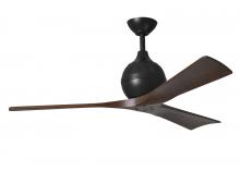 Matthews Fan Company IR3-BK-WA-52 - Irene-3 - Three Blade Paddle Fan - 52" - Matte Black Finish - Walnut Tone Blades