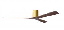 Matthews Fan Company IR3H-BRBR-WA-72 - Irene-3H - Three Blade Flush Mount Paddle Fan - 72" - Brushed Brass Finish - Walnut Tone Blades