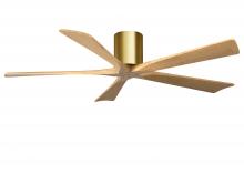Matthews Fan Company IR5H-BRBR-LM-60 - Irene-5H - 60" Five Blade Flush Mount Paddle Fan - Brushed Brass Finish - Light Maple Tone Blade