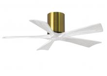 Matthews Fan Company IR5H-BRBR-MWH-42 - Irene-5H five-blade flush mount paddle fan in Brushed Brass finish with 42” solid matte white wo