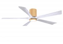 Matthews Fan Company IR5HLK-LM-MWH-60 - Irene-5HLK-60" Five Blade Flush Mount Paddle Fan-5CCT Integrated LED -Light Maple Tone Finish