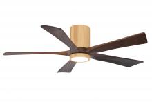Matthews Fan Company IR5HLK-LM-WA-52 - Irene-5HLK-52" Five Blade Flush Mount Paddle Fan-5CCT Integrated LED -Light Maple Tone Finish