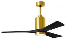 Matthews Fan Company PA3-BRBR-BK-52 - Patricia-3 - 52" Three Blade Ceiling Fan - 5CCT Integrated LED - Brushed Brass Finish