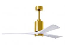 Matthews Fan Company PA3-BRBR-MWH-60 - Patricia-3 - 60" Three Blade Ceiling Fan - 5CCT Integrated LED - Brushed Brass Finish